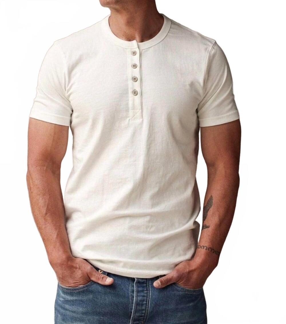 NEW WIESMADE reyes henley top in vintage white